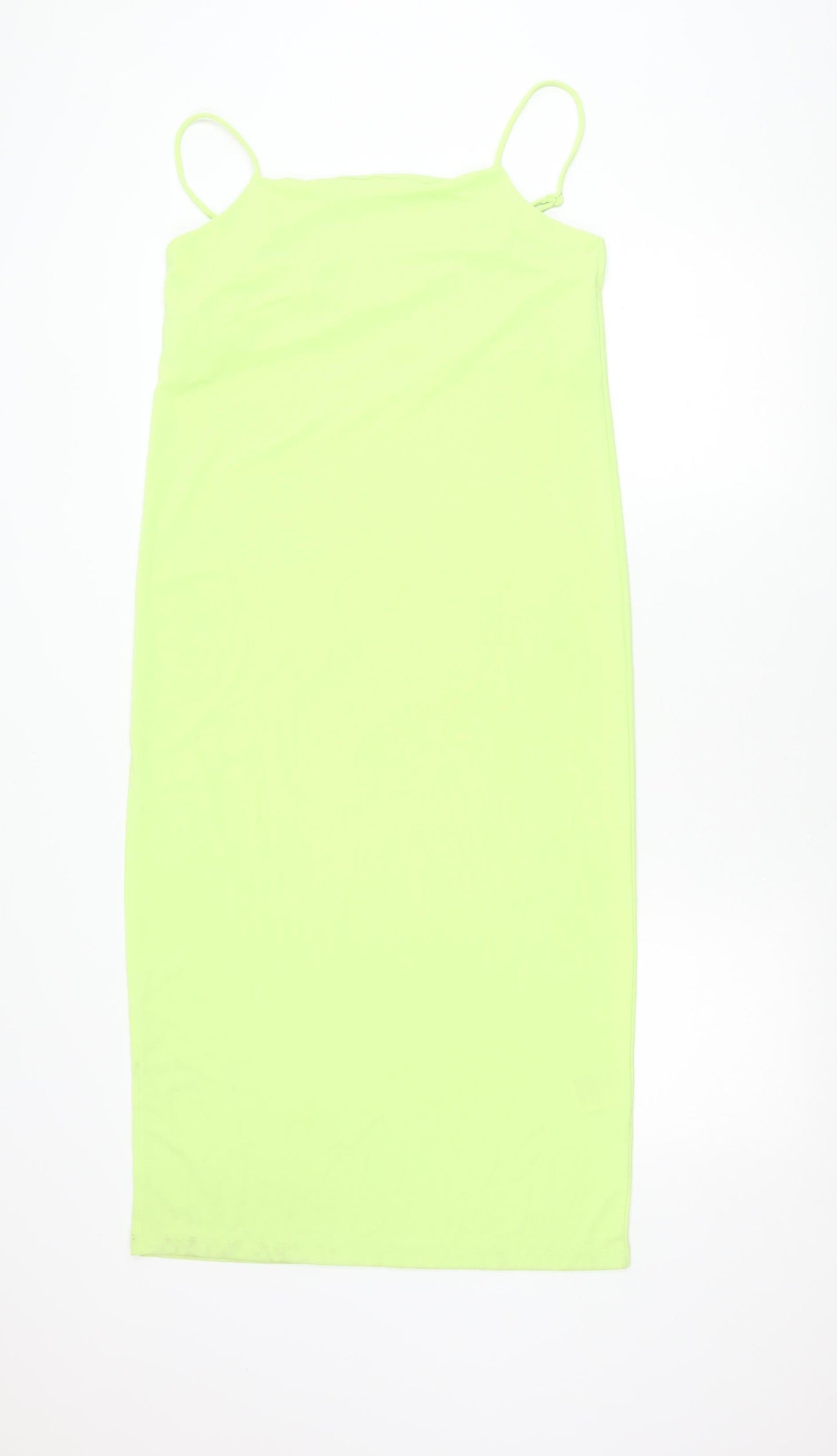 H&M Womens Green Bodycon Midi Dress Size 8 Sleeveless Stretchy