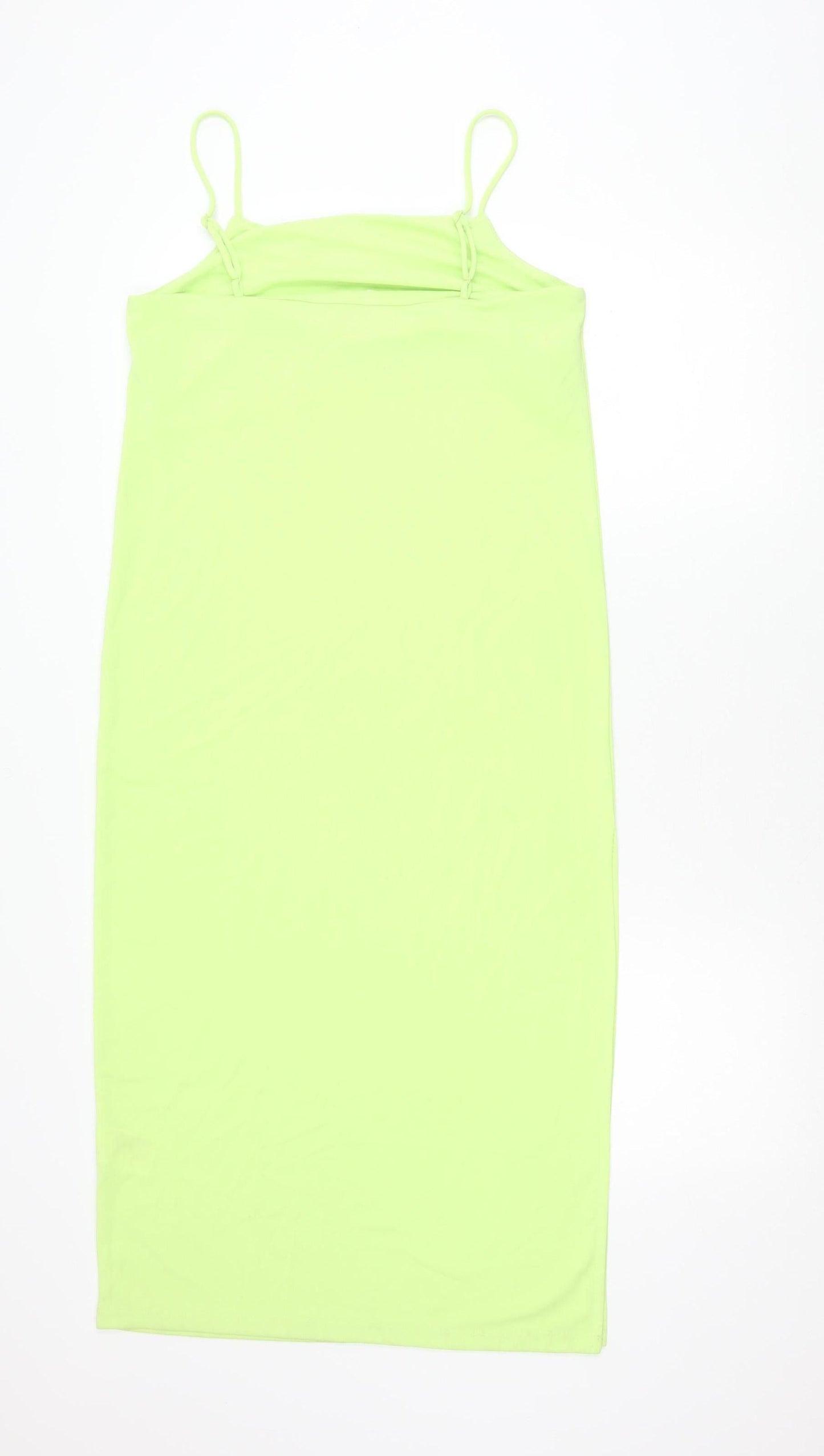 H&M Womens Green Bodycon Midi Dress Size 8 Sleeveless Stretchy