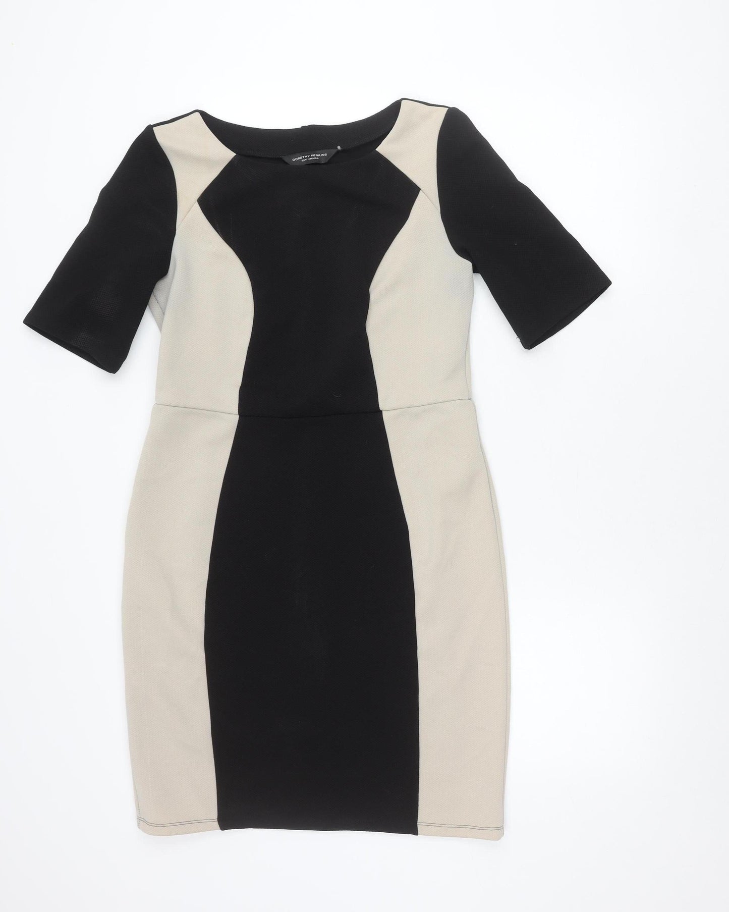Dorothy Perkins Women’s Black Beige Colourblock Sheath Dress Size 12