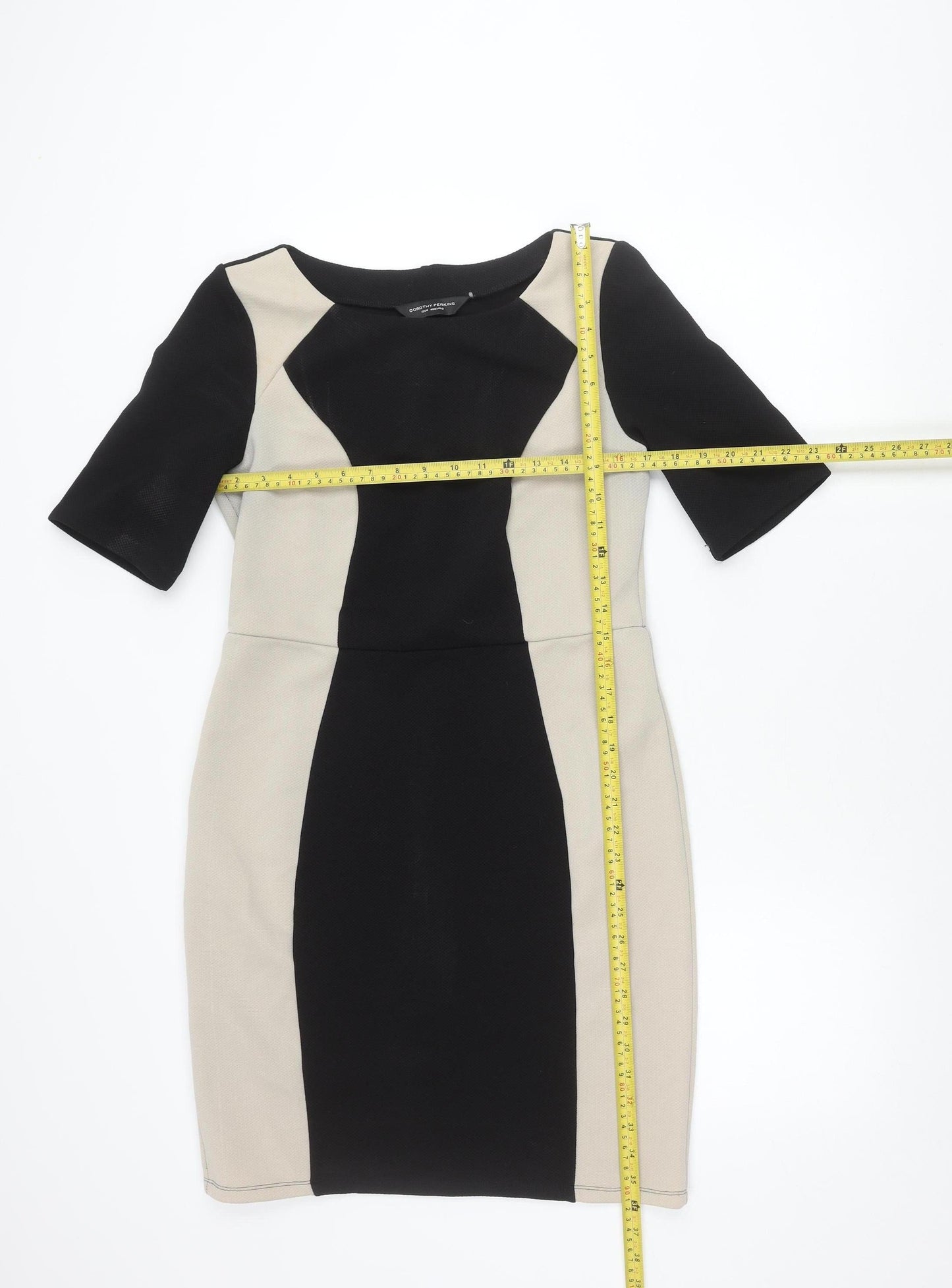 Dorothy Perkins Women’s Black Beige Colourblock Sheath Dress Size 12