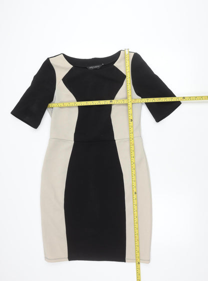 Dorothy Perkins Women’s Black Beige Colourblock Sheath Dress Size 12