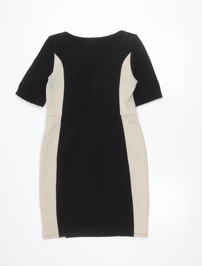 Dorothy Perkins Women’s Black Beige Colourblock Sheath Dress Size 12