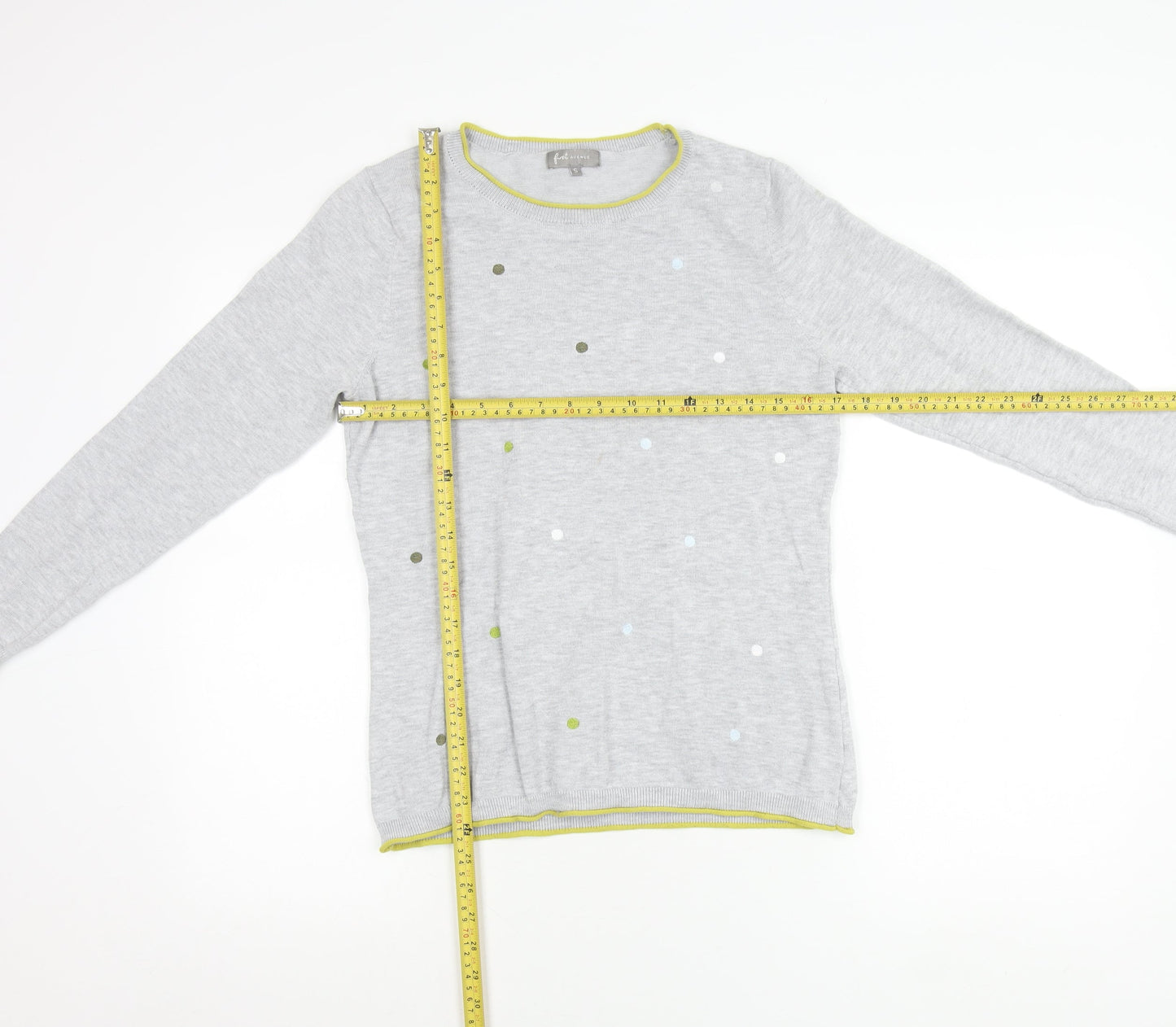 E-vie Womens Grey Polka Dot Crew Neck Pullover Jumper Size M