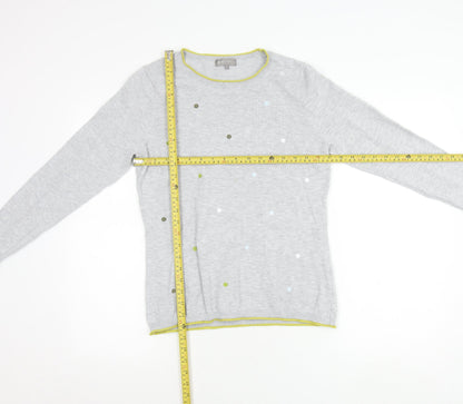 E-vie Womens Grey Polka Dot Crew Neck Pullover Jumper Size M