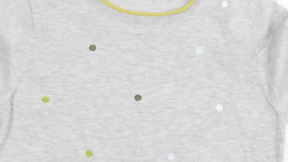 E-vie Womens Grey Polka Dot Crew Neck Pullover Jumper Size M