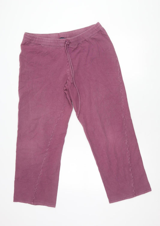 Boden Women’s Purple Capri Trousers XL Cotton Blend Stretch Drawstring