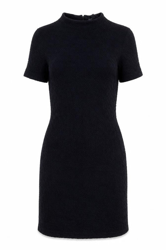 French Connection Women Black Sheath Dress Size 2 Short Sleeve