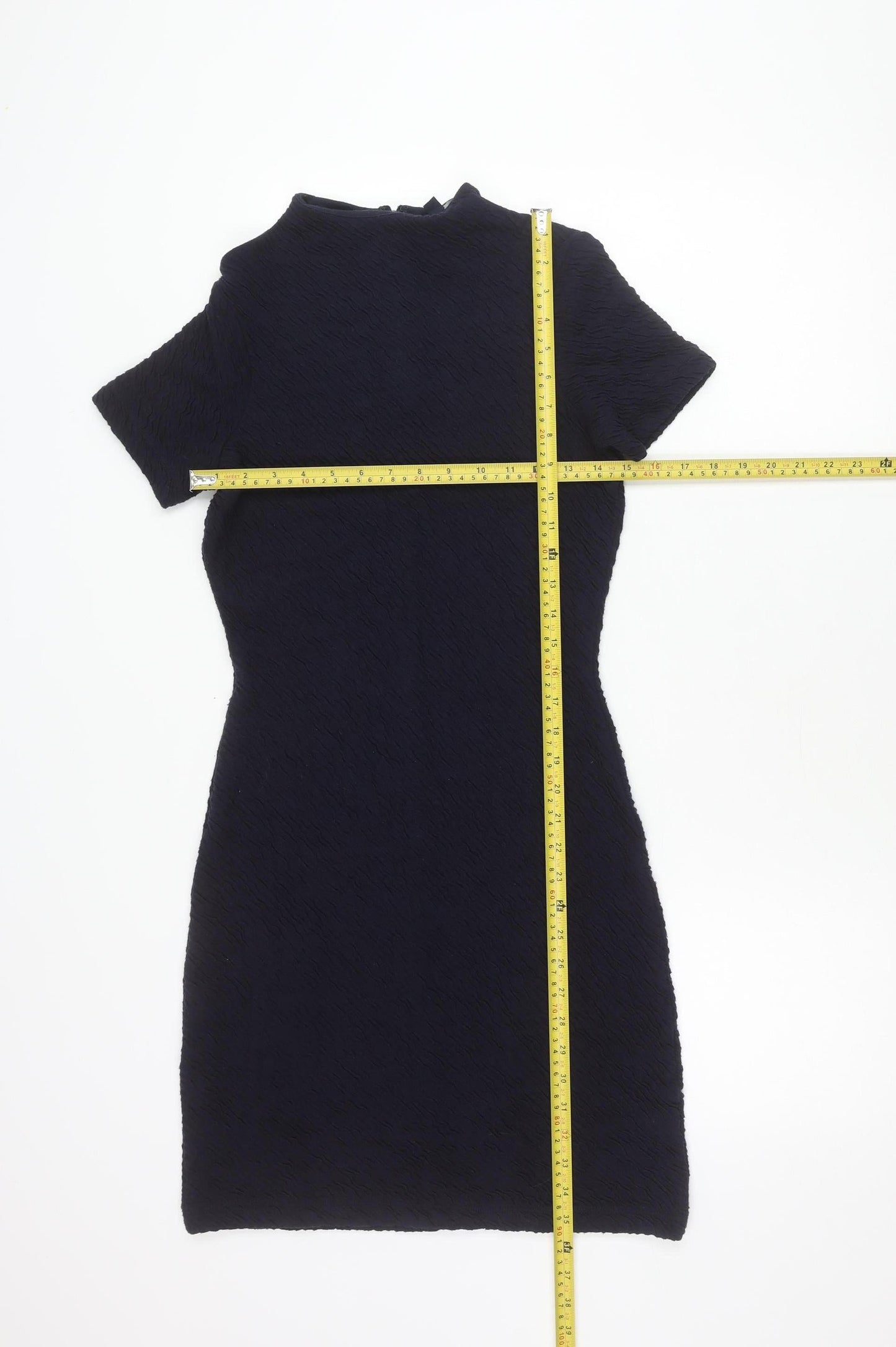 French Connection Women Black Sheath Dress Size 2 Short Sleeve