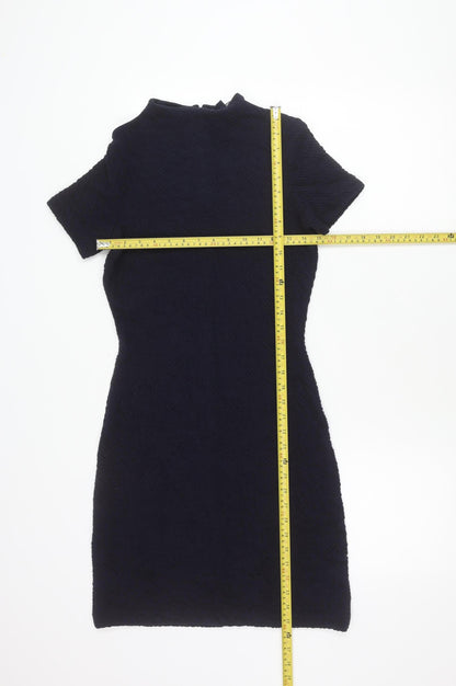 French Connection Women Black Sheath Dress Size 2 Short Sleeve