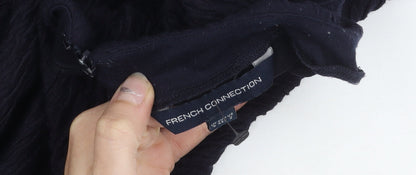 French Connection Women Black Sheath Dress Size 2 Short Sleeve