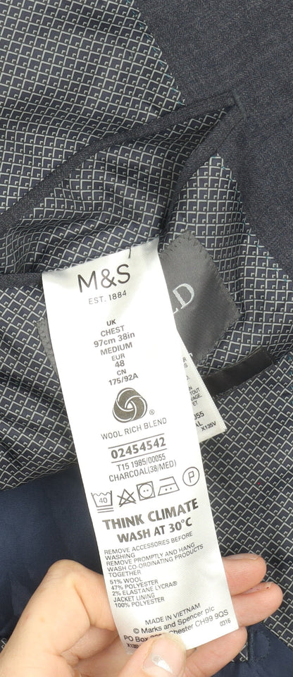 Mens UK Size 38 Marks and Spencer Regular Grey Suit Jacket