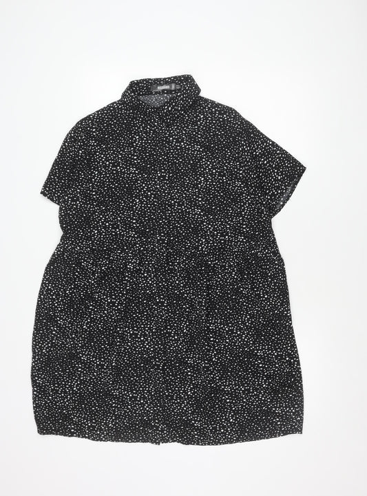 Additional front view of Missguided Women’s Black Polka Dot Shift Mini Dress UK 10