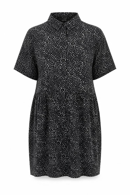 Front view of Missguided Women’s Black Polka Dot Shift Mini Dress UK 10