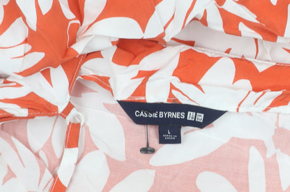 Uniqlo Women Orange Floral Viscose Slip Dress Size L Summer Casual