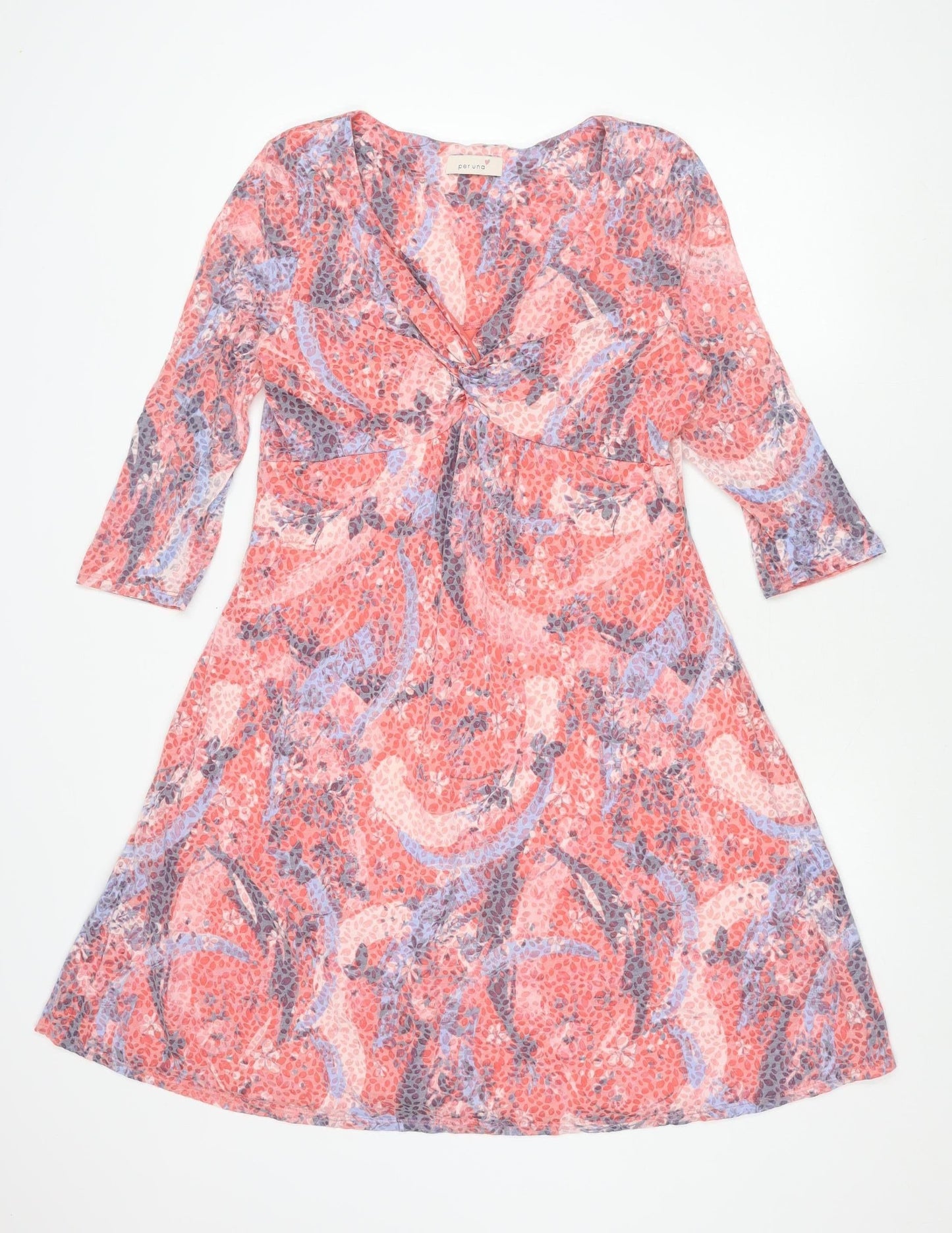 Marks and Spencer Womens Multicoloured V-Neck Floral Long Sleeve Tunic Blouse Size 14