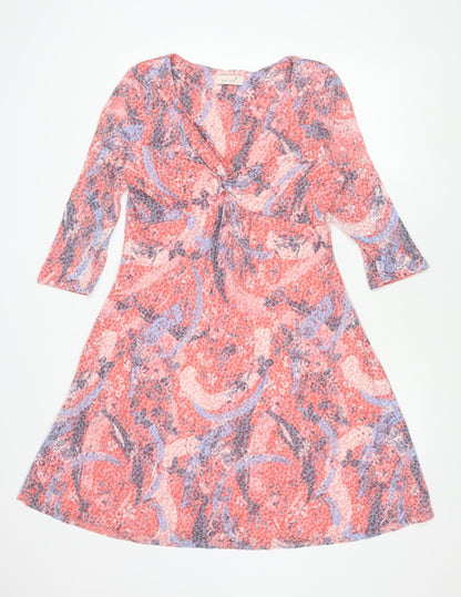 Marks and Spencer Womens Multicoloured V-Neck Floral Long Sleeve Tunic Blouse Size 14