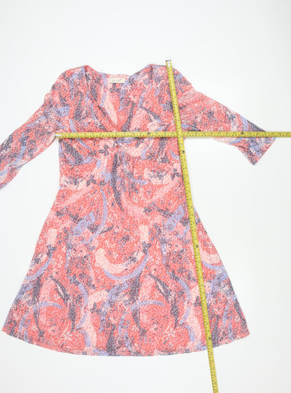 Marks and Spencer Womens Multicoloured V-Neck Floral Long Sleeve Tunic Blouse Size 14