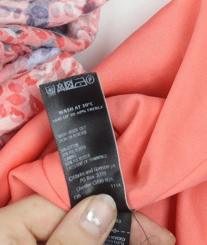 Marks and Spencer Womens Multicoloured V-Neck Floral Long Sleeve Tunic Blouse Size 14