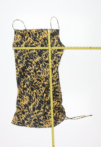 Topshop Women’s Leopard Print Slip Dress Size 10 Mini Strappy