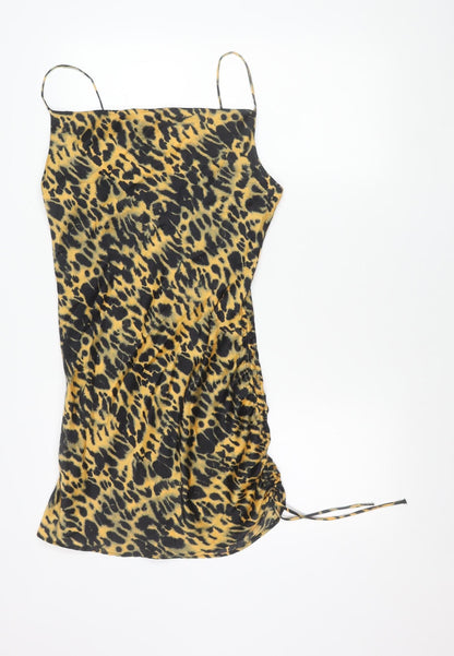 Topshop Women’s Leopard Print Slip Dress Size 10 Mini Strappy