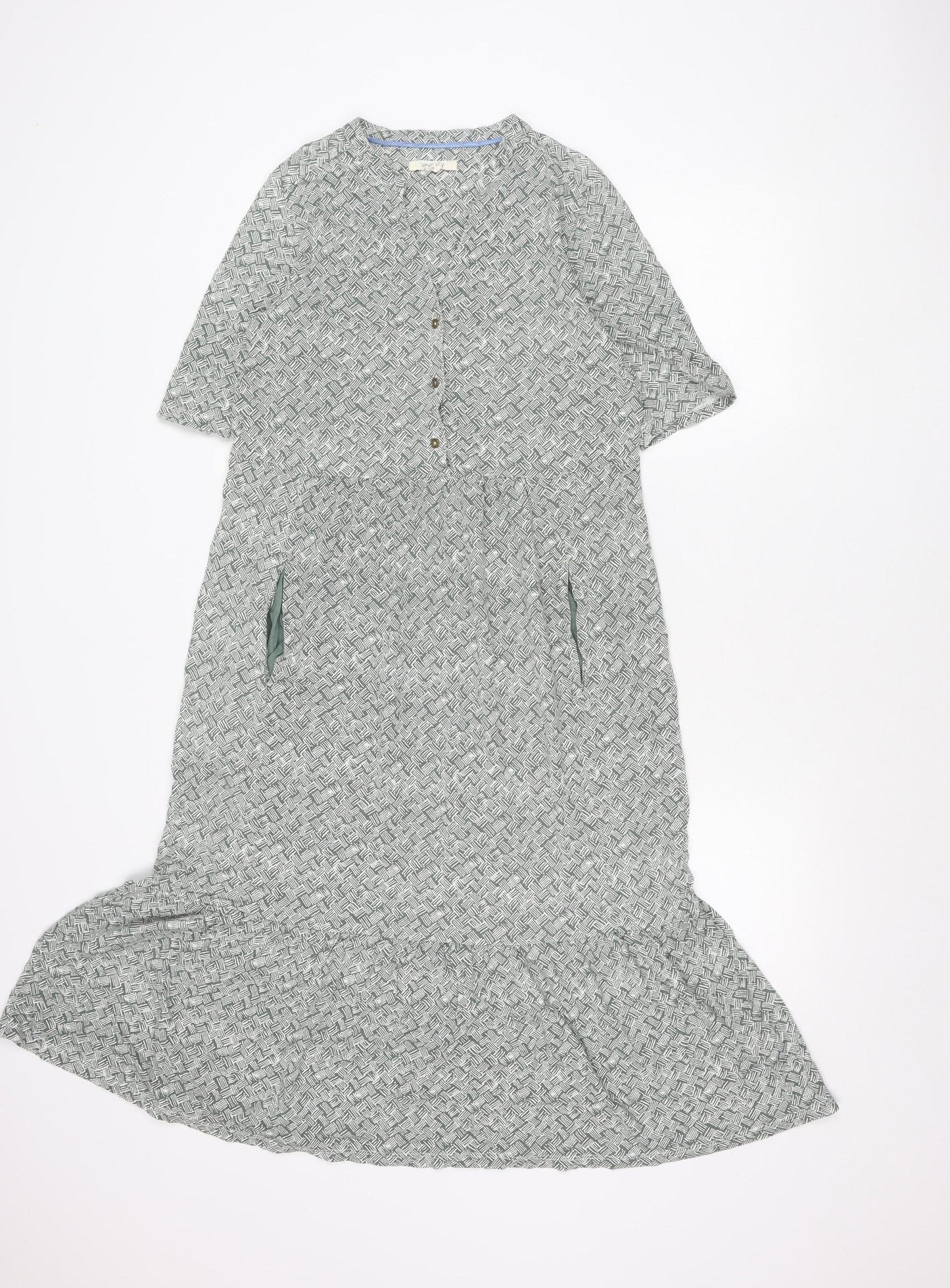 White Stuff Women’s Green Geometric Shirt Dress Size 12