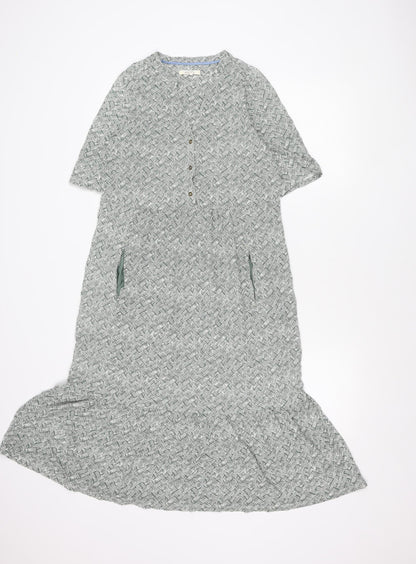 White Stuff Women’s Green Geometric Shirt Dress Size 12