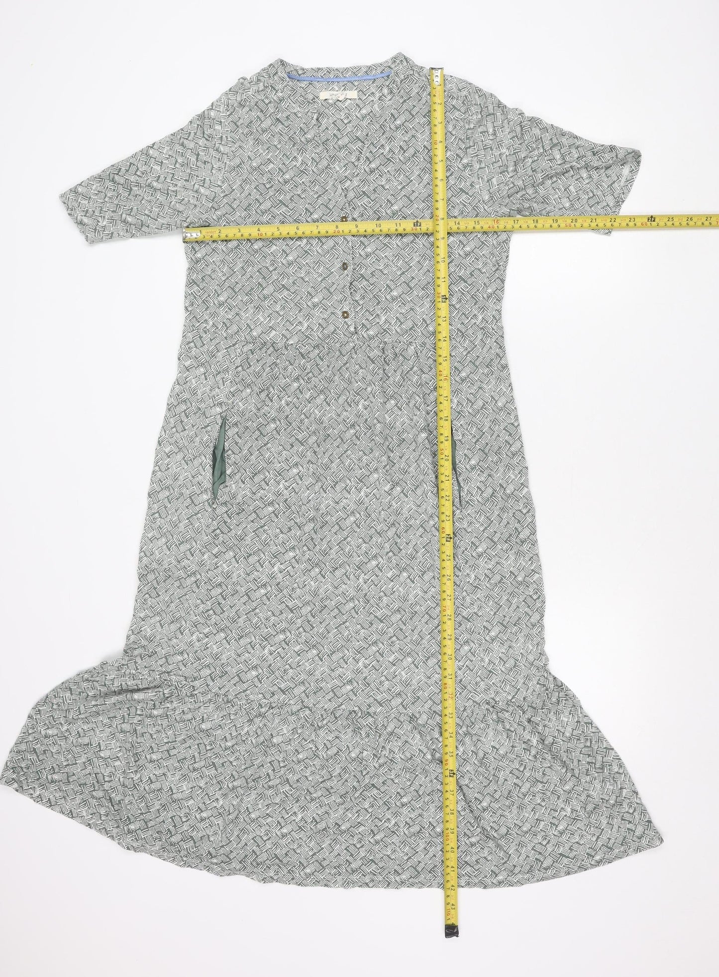 White Stuff Women’s Green Geometric Shirt Dress Size 12