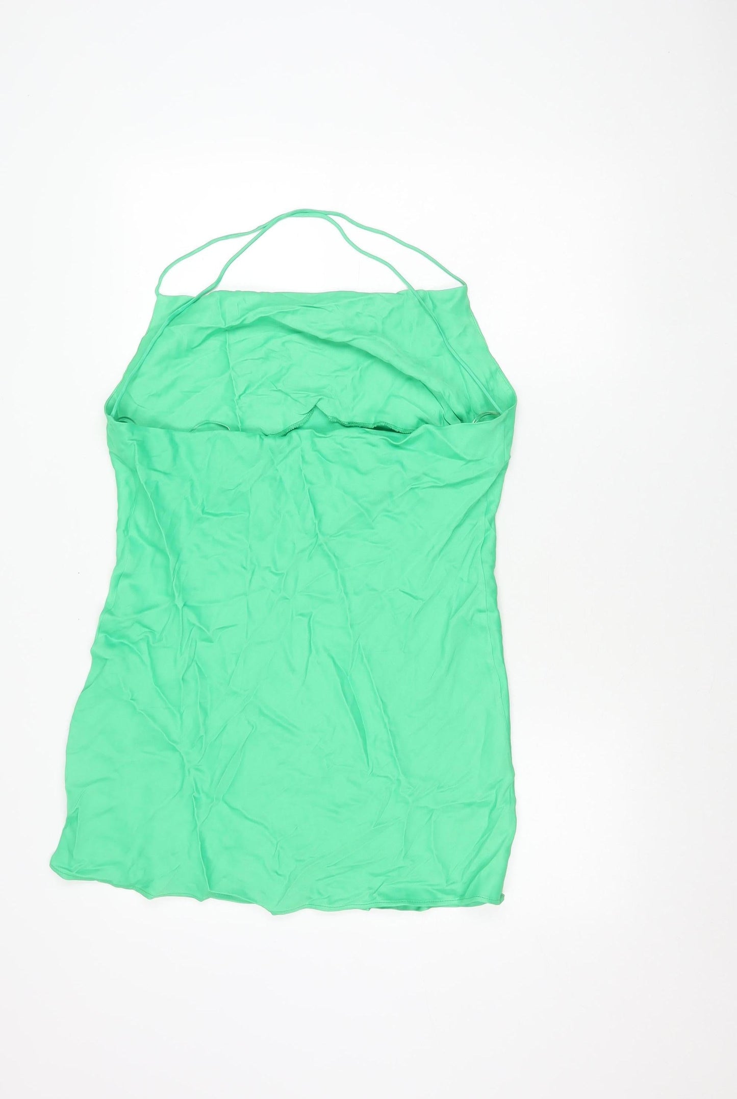 Zara Women Green L Slip Dress Viscose Elastane Summer Party