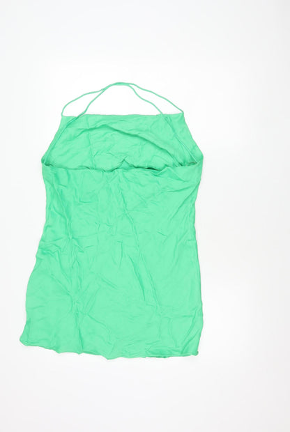 Zara Women Green L Slip Dress Viscose Elastane Summer Party