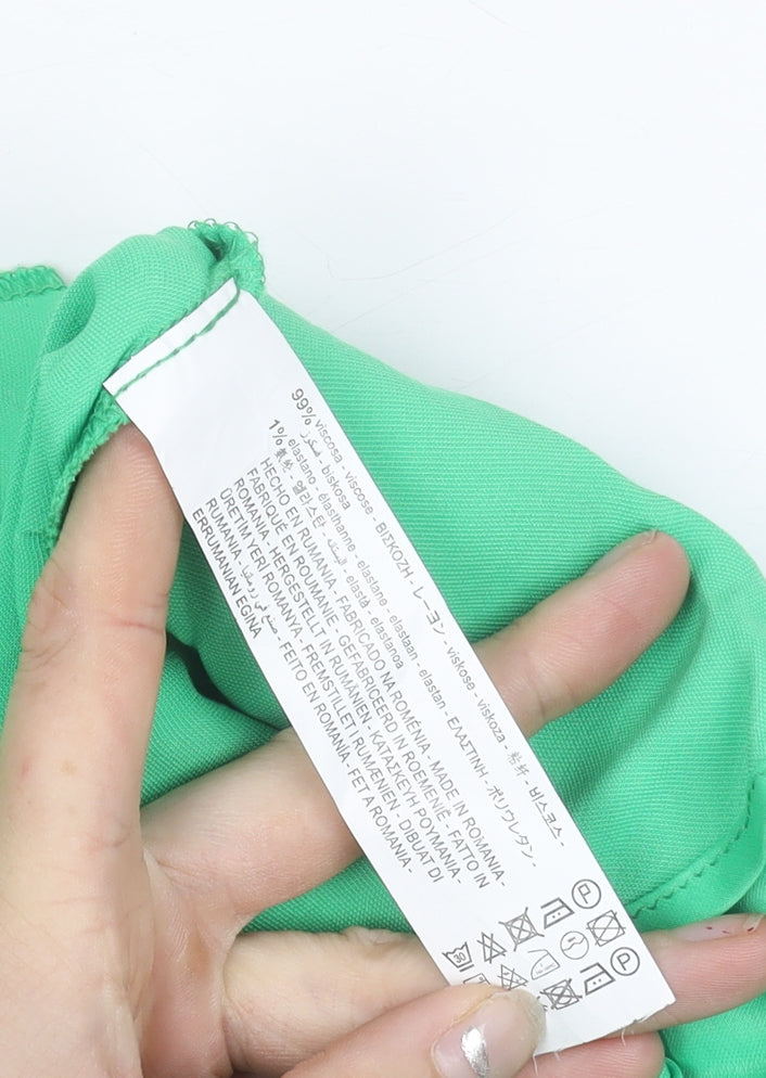 Zara Women Green L Slip Dress Viscose Elastane Summer Party