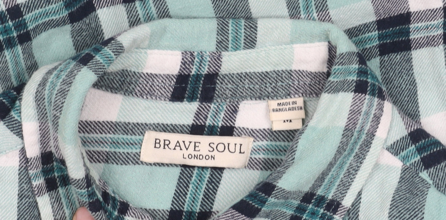 Brave Soul Womens Plaid Flannel Button-Up Shirt Size M Multicoloured