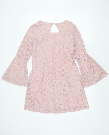 Yumi Women Pink Lace Embroidered Shift Dress UK 12 Wedding Party