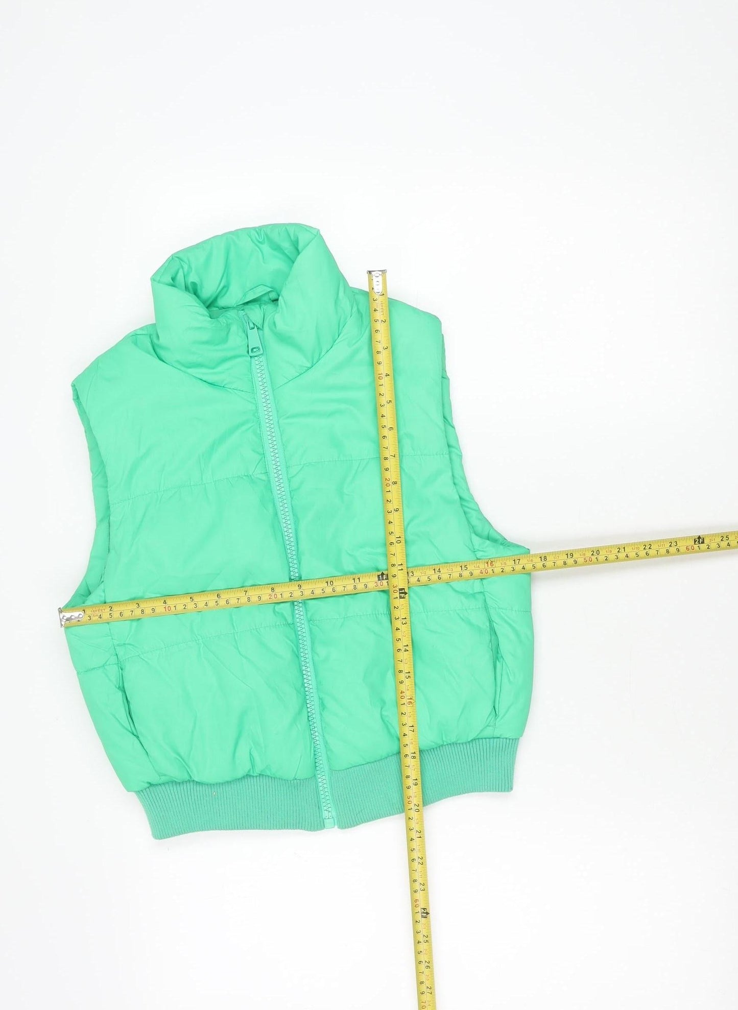 H&M Boys Green Puffer Jacket Vest Age 13 Years Sleeveless Winter Casual