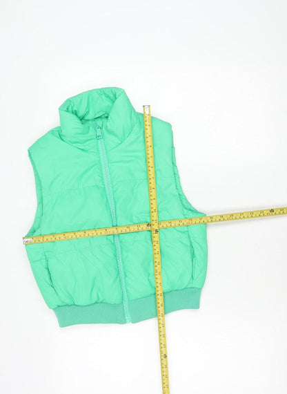 H&M Boys Green Puffer Jacket Vest Age 13 Years Sleeveless Winter Casual