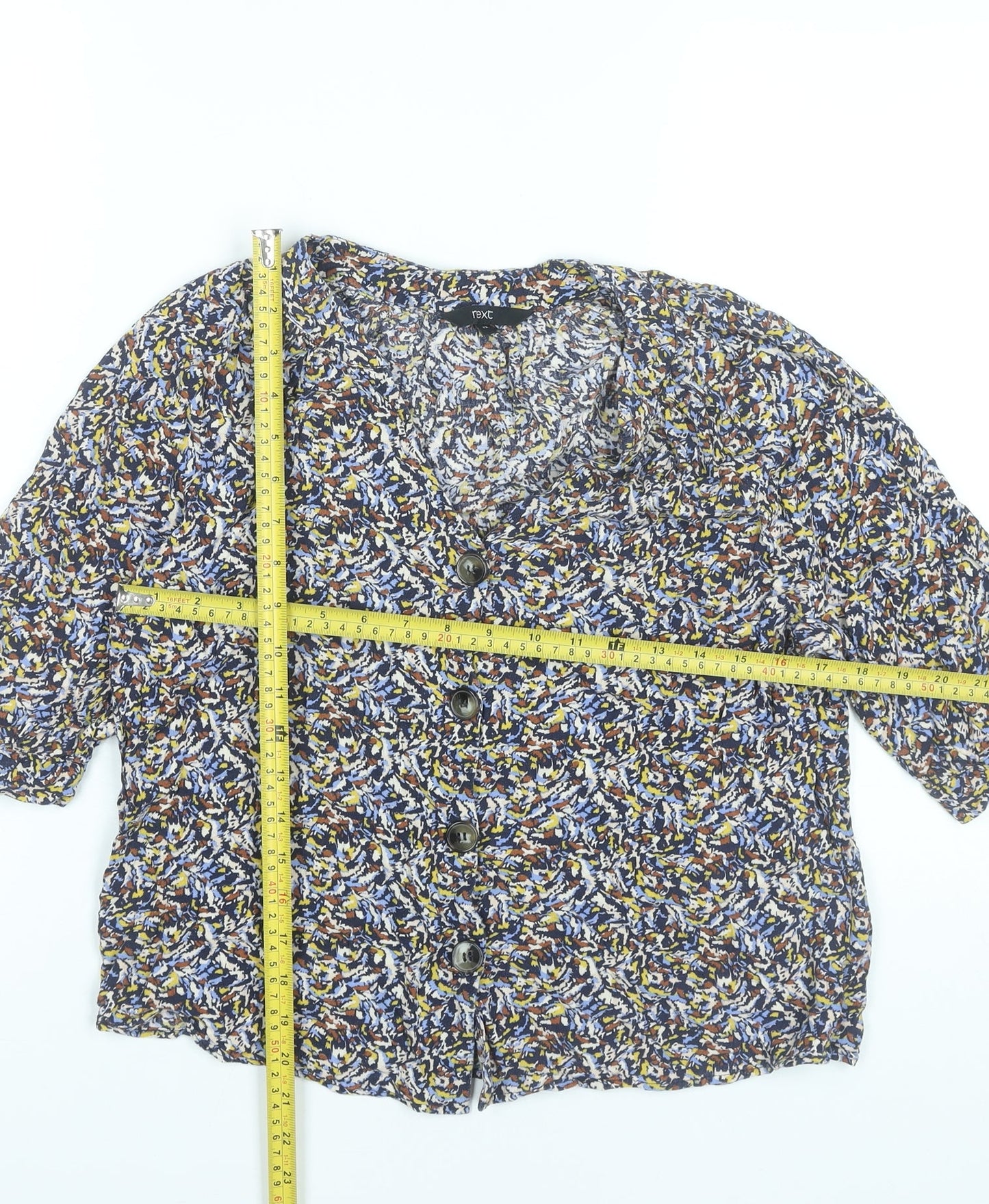 Next Women’s Multicoloured Floral Blouse Size 12 Viscose 3/4 Sleeve