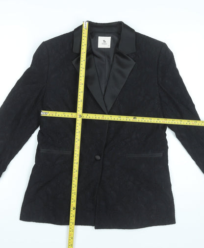 Tu Women Black Size 8 Tuxedo Blazer Jacket Shawl Lapel