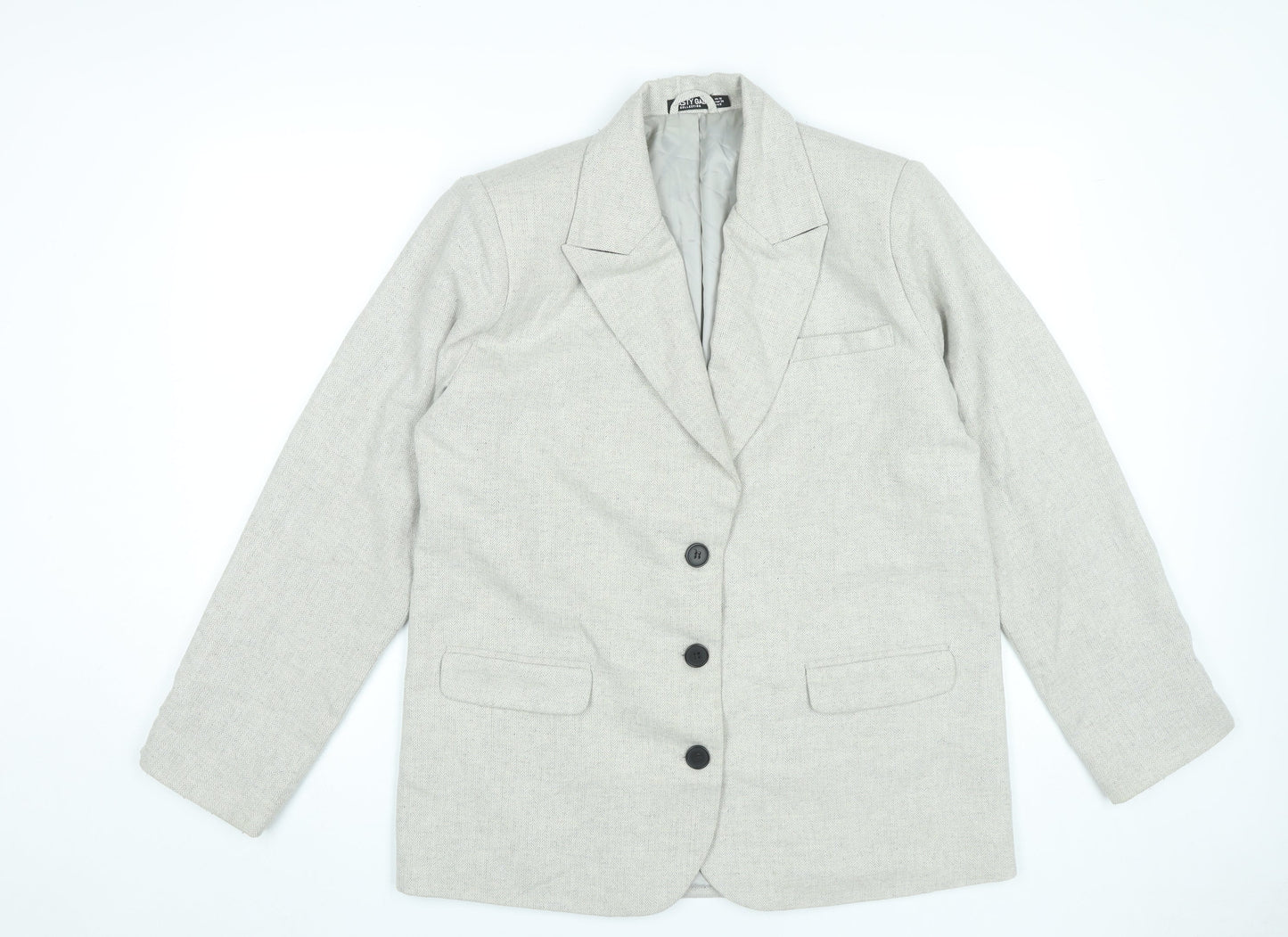 Nasty Gal Women Beige Wool Blend Blazer Jacket UK 10 Business Formal