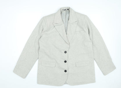 Nasty Gal Women Beige Wool Blend Blazer Jacket UK 10 Business Formal