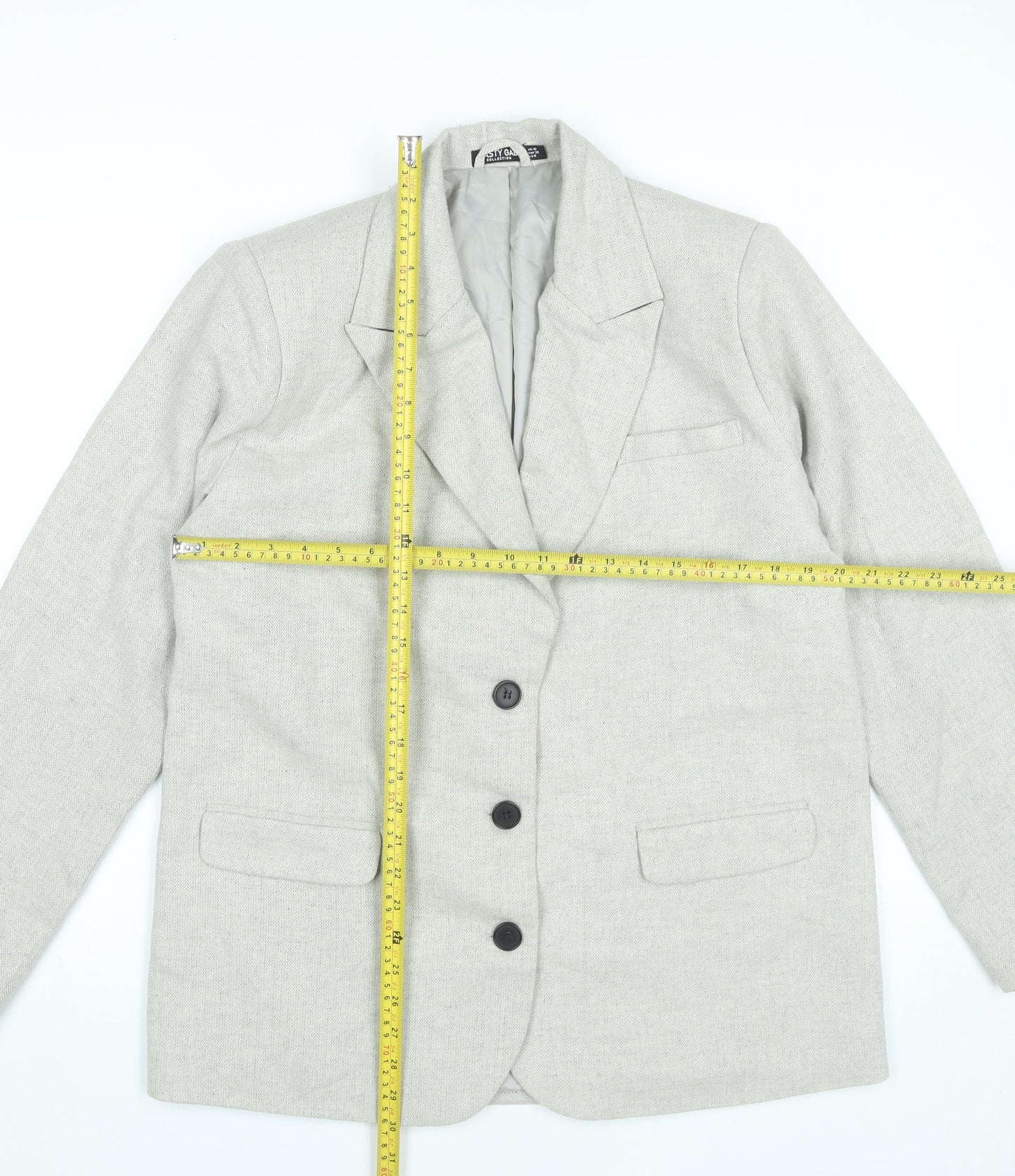 Nasty Gal Women Beige Wool Blend Blazer Jacket UK 10 Business Formal