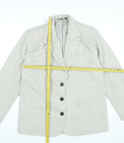 Nasty Gal Women Beige Wool Blend Blazer Jacket UK 10 Business Formal
