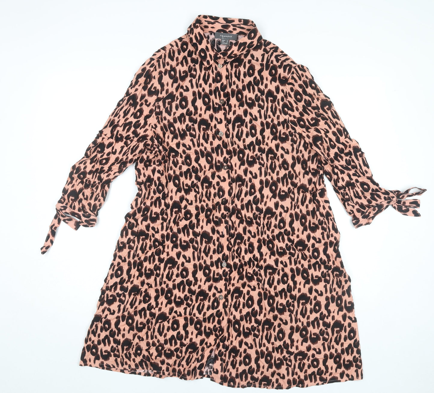 Primark Women’s Pink Leopard Print Shirt Dress Size 14