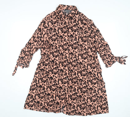 Primark Women’s Pink Leopard Print Shirt Dress Size 14
