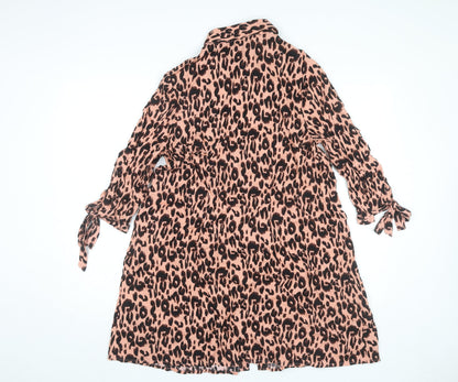 Primark Women’s Pink Leopard Print Shirt Dress Size 14
