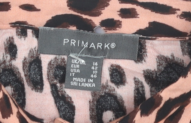 Primark Women’s Pink Leopard Print Shirt Dress Size 14