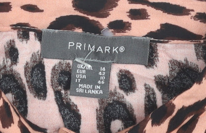 Primark Women’s Pink Leopard Print Shirt Dress Size 14