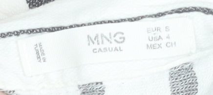 MNG Women’s White Striped Button-Up Tunic Shirt Size 8