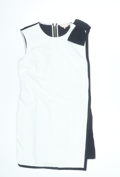 Ted Baker Women’s Black White Colourblock Bow Sheath Dress Size 12