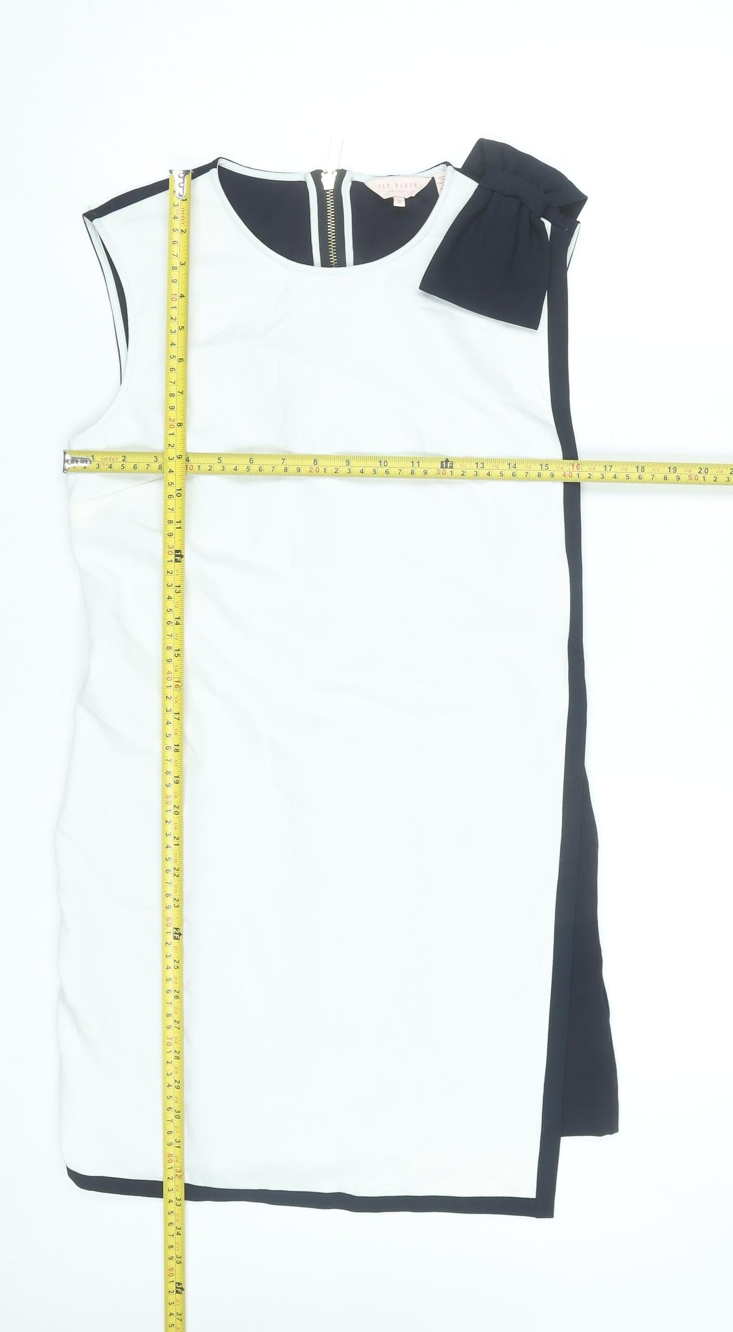 Ted Baker Women’s Black White Colourblock Bow Sheath Dress Size 12