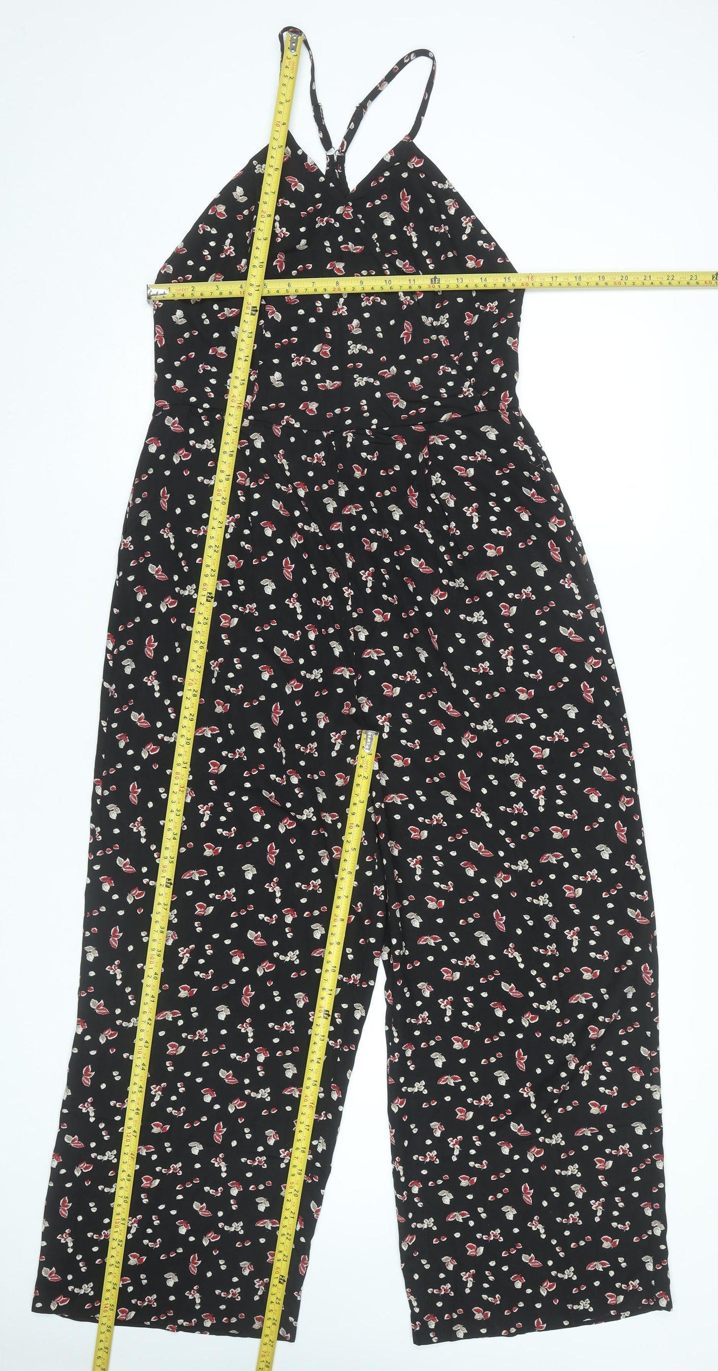 Zalora Womens Black Floral Wide-Leg Sleeveless Jumpsuit XL