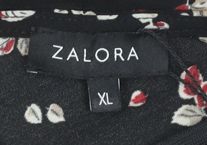 Zalora Womens Black Floral Wide-Leg Sleeveless Jumpsuit XL